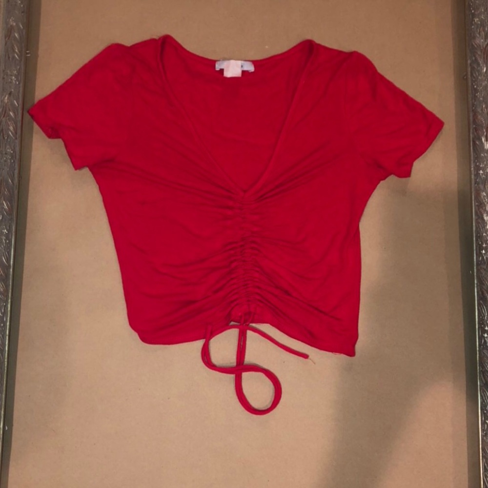 Red middle drawstring shirt